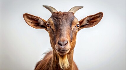 Fototapeta premium Lamb's eyes: close-up in bright colors.Shaggy muzzle: a close-up photo of a ram.Vivid portrait of a ram: detailed photo.Close-up of a ram: a photo in bright colors.Expressive eyes of a ram: detailed c