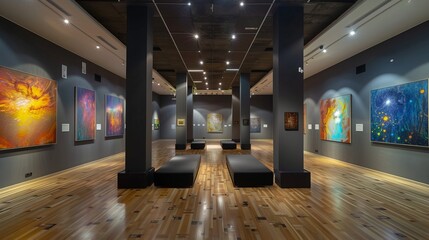 A large hall used for art exhibitions - obrazy, fototapety, plakaty