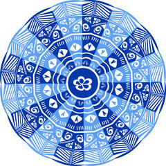 Gradient colored mandala. Ornament in a round image.
