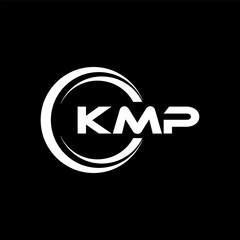 KMP letter logo design with black background in illustrator, cube logo, vector logo, modern alphabet font overlap style. calligraphy designs for logo, Poster, Invitation, etc. - obrazy, fototapety, plakaty