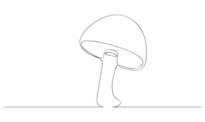 Vector continuous one simple single abstract line drawing of Mushroom isolated on a white background
