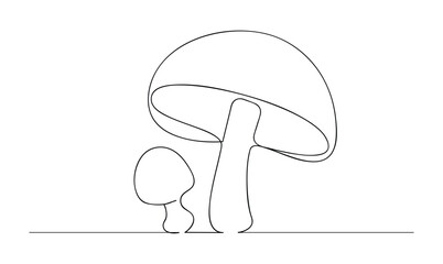 Vector continuous one simple single abstract line drawing of Mushroom isolated on a white background
