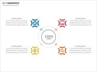 Circle infographic template with 4 options for presentations. Vector infographic design template. diagram, number options. Data visualization. Business concept with 4 steps, four process.