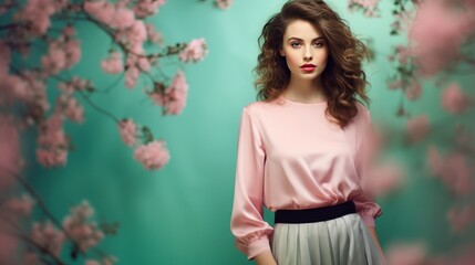 Spring Elegance: Fashionable Pose in High Detail generative ai