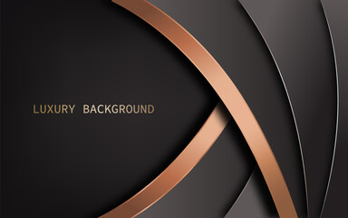 Black abstract layered shapes and bronze lines in luxury background styles