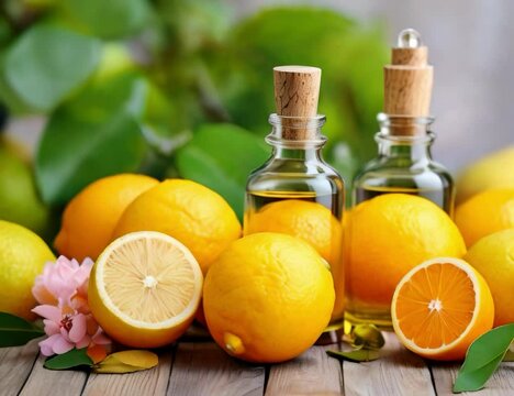 The essential bottle is filled with limonene oil