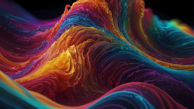 Abstract rainbow color fractal background, 8k, wallpaper, waves