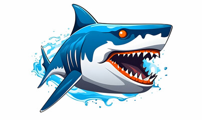 flat color vector esport shark logo isolated