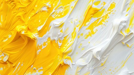Abstract background of vivid yellow and white color mixing with different tints creating uneven surface - generative ai
