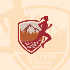Ultra Trail Running logo  vector illustration on white background 