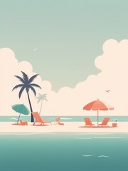 beach and resort vintage colorful flat illustration