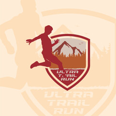 Ultra Trail Running logo  vector illustration on white background 