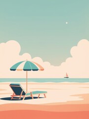 beach and resort vintage colorful flat illustration