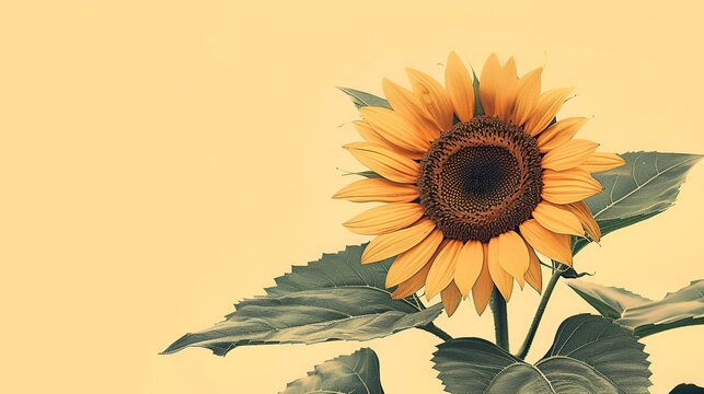 Sunflower 3D realism and engraving styles illustration Evening Sunflowers Vector Sunflower, Generative Ai