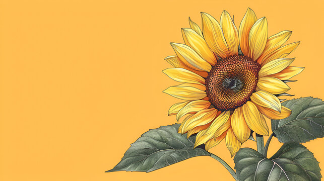Sunflower 3D realism and engraving styles illustration Evening Sunflowers Vector Sunflower, Generative Ai