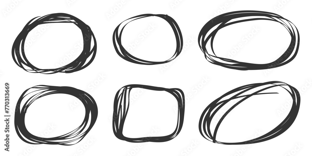Poster hand drawn scribble line circles. doodle circular for message note mark design element. vector illus