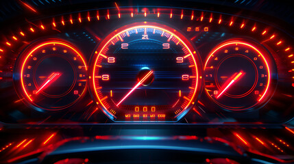 Driving in Overdrive Rev Up Fuel gauge showing the increasing prices of gasoline Traffic Jam on Motorway viewed from the drivers seat, Generative Ai - obrazy, fototapety, plakaty