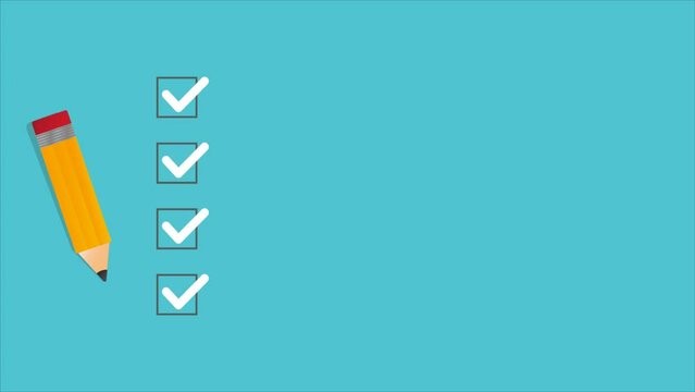 Check list and to do list with checkboxes, concept of survey, online quiz, completed things or done test, feedback.	
