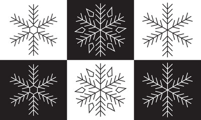 snowflakes thin line icon set such as pack of simple snowflake, snowflake, snowflake, icons for report, presentation, diagram, web design. vector illustration .EPS 10