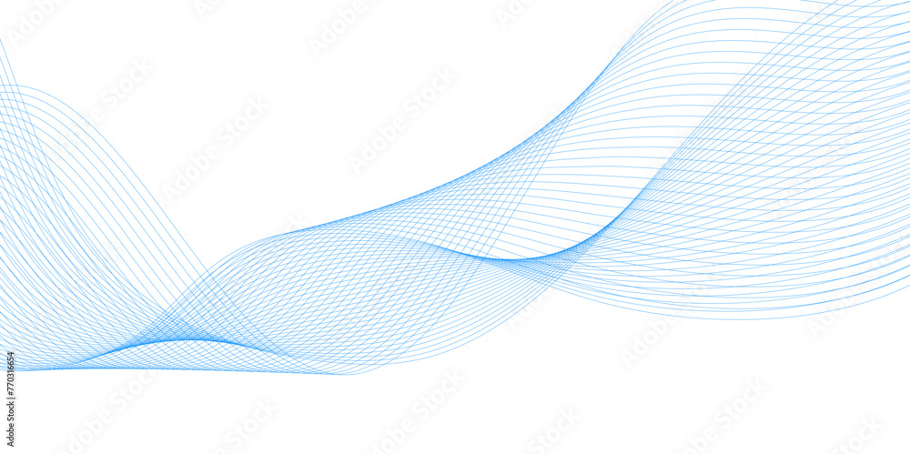 Poster vector wavy blue lines flowing smooth curve gradient color on transparent background in concept of t