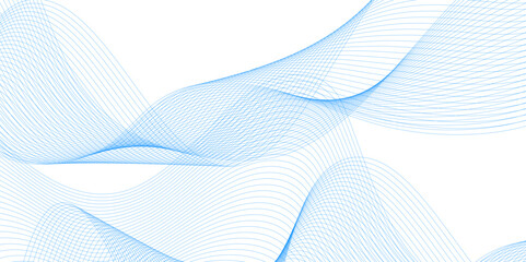 Vector wavy blue lines flowing smooth curve gradient color on transparent background in concept of technology, science, music, sound, banner, poster, modern.