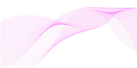 Vector wavy pink lines flowing smooth curve gradient color on transparent background in concept of technology, science, music, sound, banner, poster, modern.