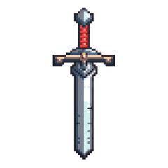 8bit pixel art sword on transparent background