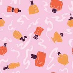 Perfume Bottle Fragrance Seamless Pattern Vector illustration Design