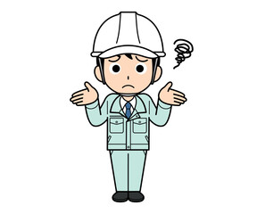 困惑する現場監督の男性