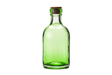 Green Glass Bottle With Wooden Stopper. On a White or Clear Surface PNG Transparent Background.