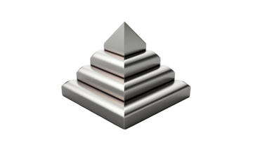 Metal Object With Pyramid Top. On a White or Clear Surface PNG Transparent Background.