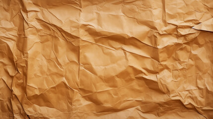 The texture of crumpled clean brown paper. Abstract texture background. Generative AI