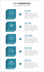 Vector Infographic design with icons. process diagram, flow chart, info graph, Infographics for business concept, presentations banner, workflow layout. 5 options or 5 steps. Vertical Steps