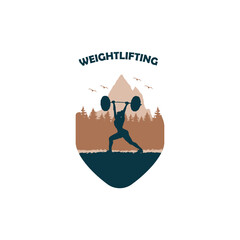 Weightlifting logo vector design illustration on background