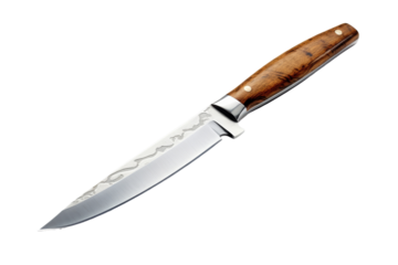 Wooden Handle Knife on White Background. On a White or Clear Surface PNG Transparent Background.