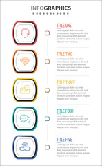 Vector Infographic design with icons. process diagram, flow chart, info graph, Infographics for business concept, presentations banner, workflow layout. 5 options or 5 steps. Vertical Steps