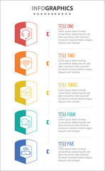 Vector Infographic design with icons. process diagram, flow chart, info graph, Infographics for business concept, presentations banner, workflow layout. 5 options or 5 steps. Vertical Steps