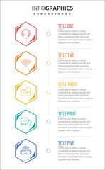 Vector Infographic design with icons. process diagram, flow chart, info graph, Infographics for business concept, presentations banner, workflow layout. 5 options or 5 steps. Vertical Steps