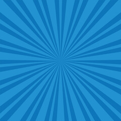 Retro background with rays or stripes in the center. Sunburst or sun burst retro background. Blue colors. Vector illustration