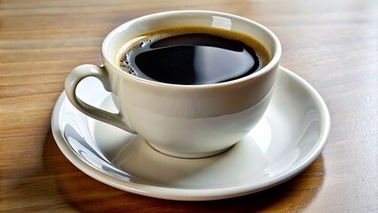 cup of coffee on wooden table