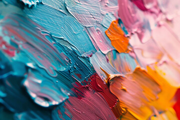 Macro artist's palette, texture mixed oil paints in different colors and saturation studio