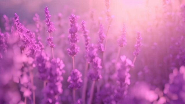 Field of lavender flowers landscape. 4k video animation