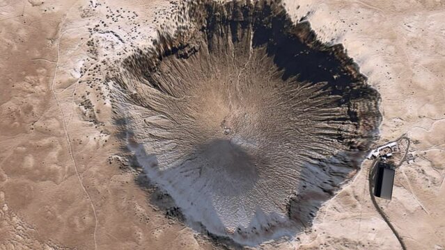 A crater opening on the earth