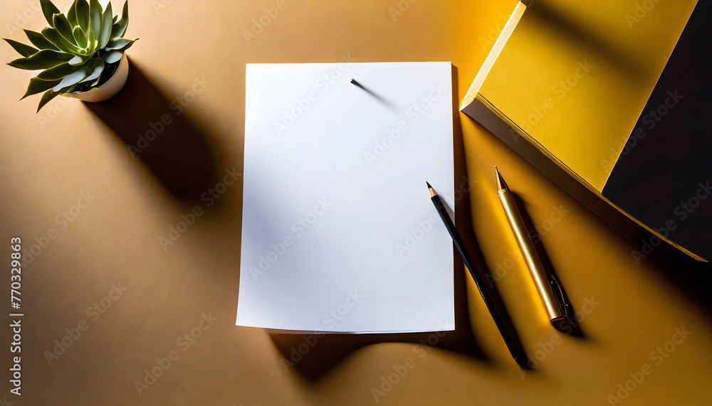 Aufkleber a4 format empty paper note template. white sheet paper mock up. generative ai.