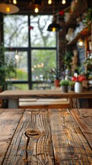 Fototapeta na wymiar Wooden Table Top in Restaurant