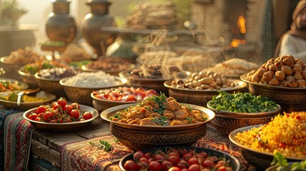 Cooking, Sharing, and Enjoying Traditional Eid Cuisine. - obrazy, fototapety, plakaty