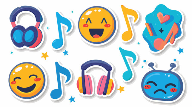Flat sticker of music emoji flat vector