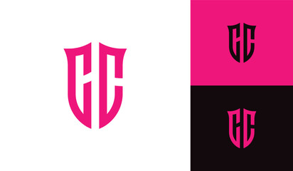 Letter CC shield initial esport logo design