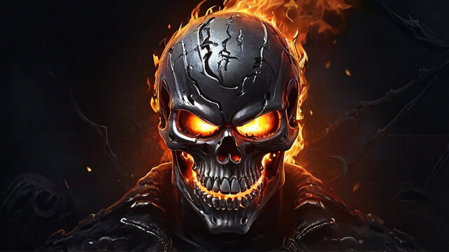 a devill with flaming eyes
