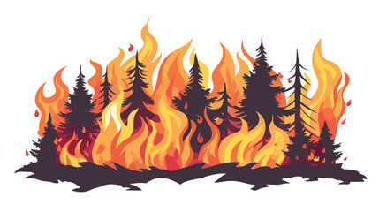 Forest fire vector icon in flat style for web  flat vector